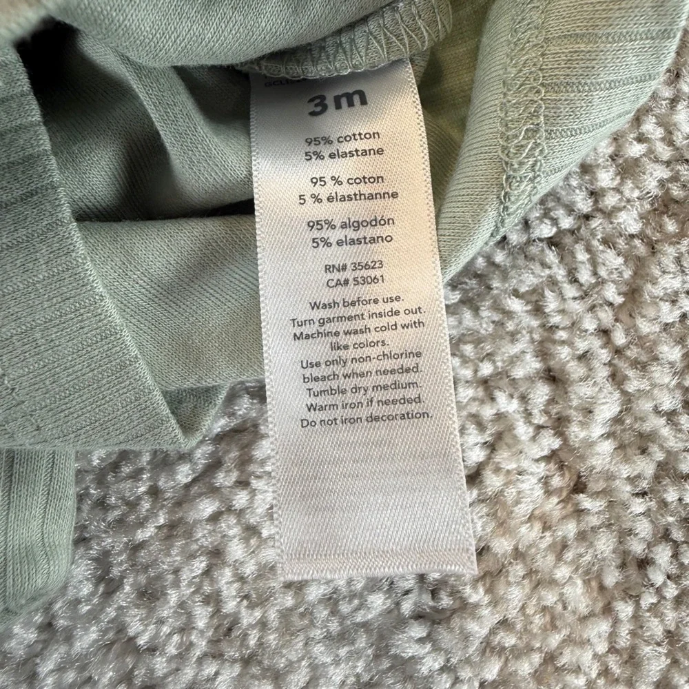 Carters Just One You Sage Green Ribbed 2-Piece Set 3M Grow With Baby 1T717610